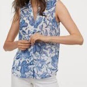 H&M Sheer Button Down Sleeveless Blouse